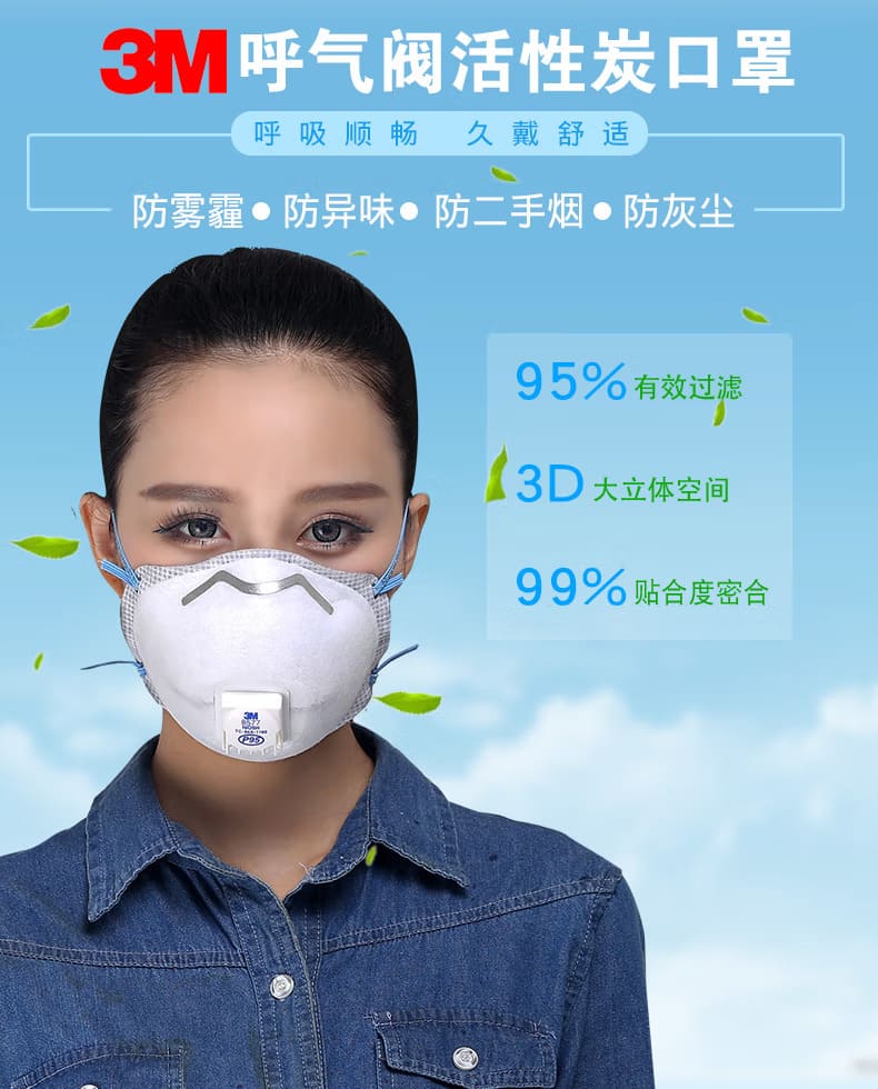 3M 8577CN 防颗粒物口罩 （头戴式、活性炭、减除有机蒸气异味、呼气阀）